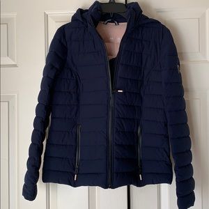 Blue packable jacket